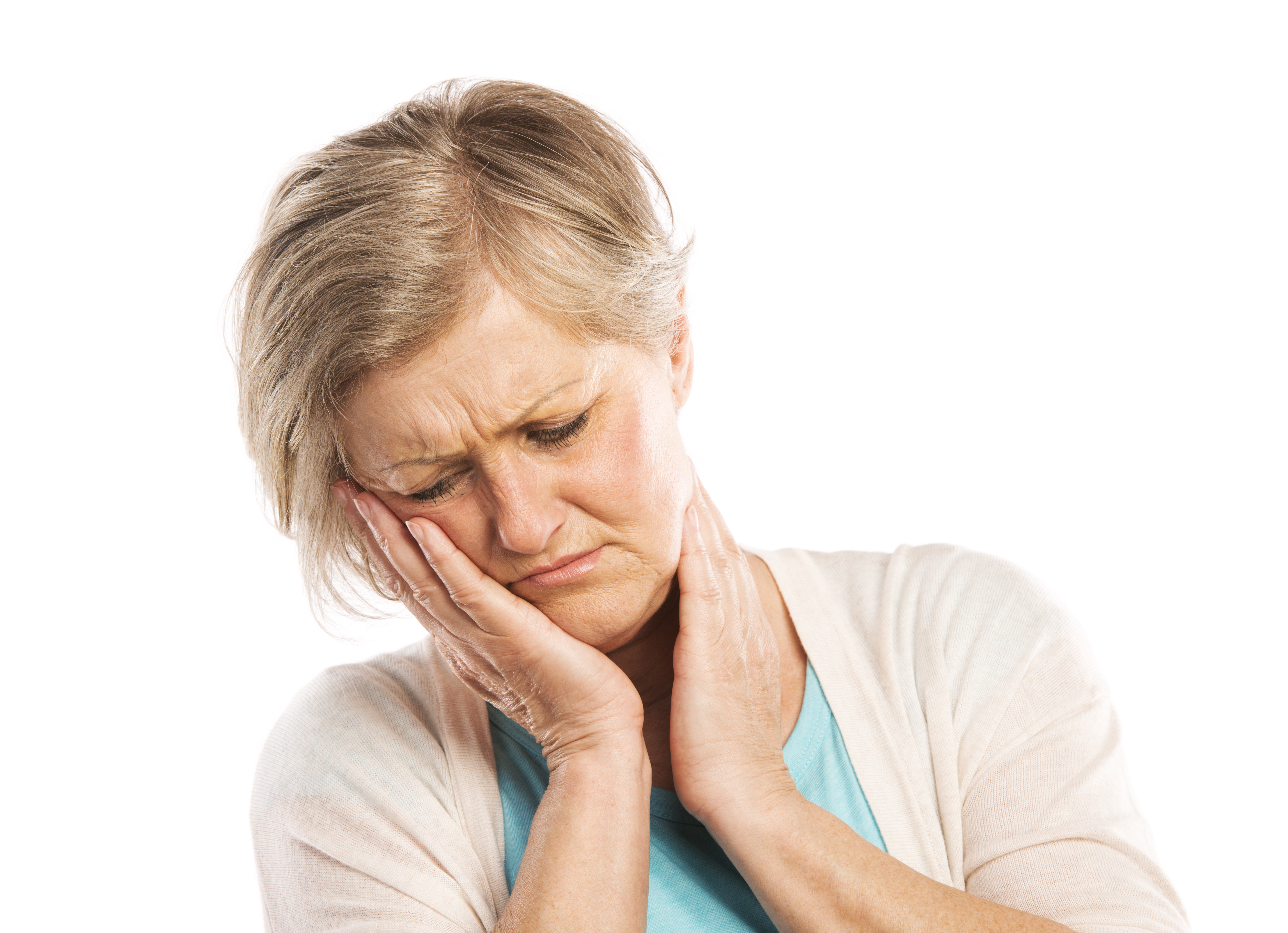 senior woman suffering from toothache